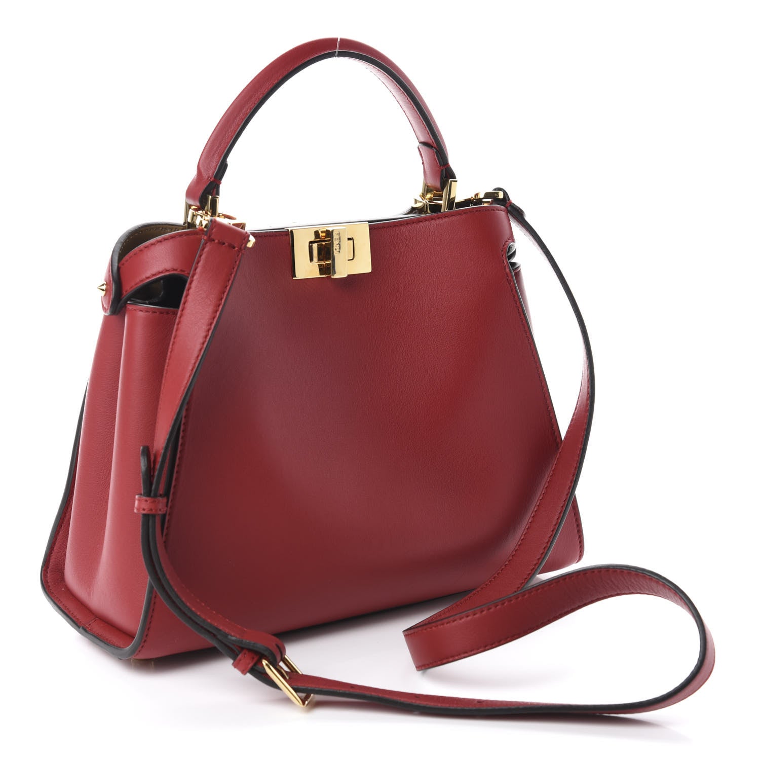 Fendi Vitello Tahiti Burro Bi-Color Medium Peekaboo Iconic Essentially Satchel Fragola Orzo 3 of 10
