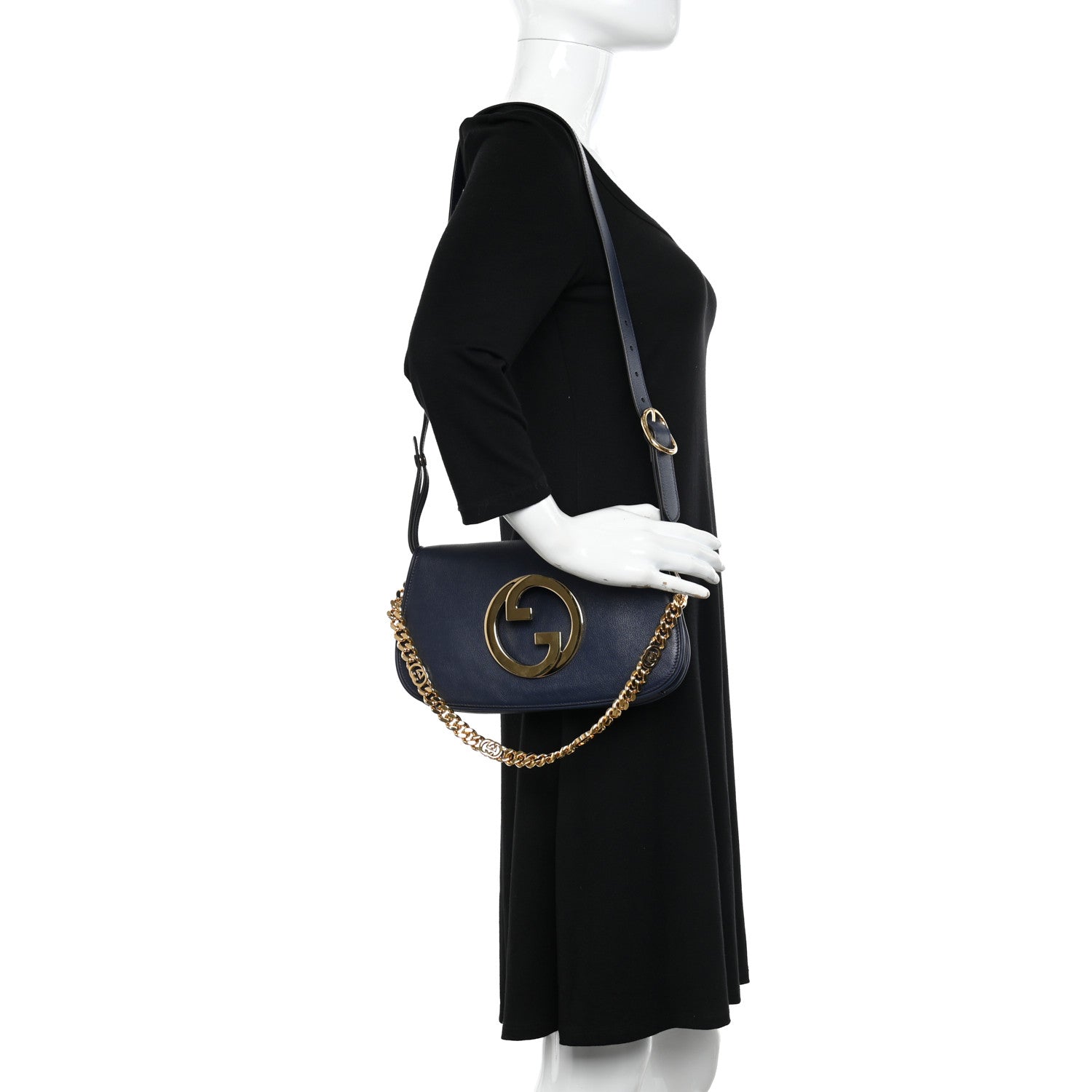 Gucci Roxy Calfskin Blondie Chain Shoulder Flap Bag Blue Agata 2 of 9