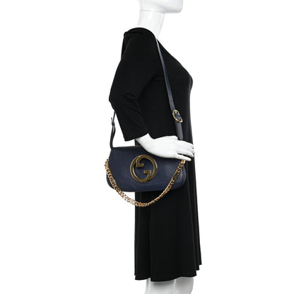 Gucci Roxy Calfskin Blondie Chain Shoulder Flap Bag Blue Agata 2 of 9