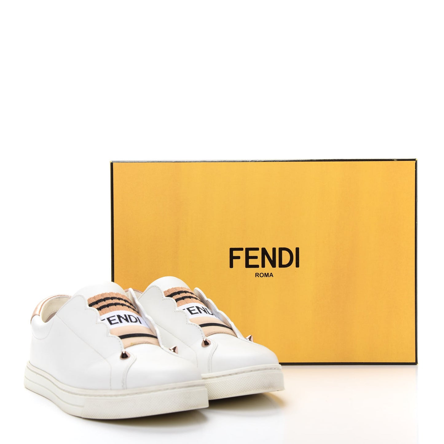 Vitello Lurex Rockoclick Slip On Sneakers 36.5 White Soap Rose Gold
