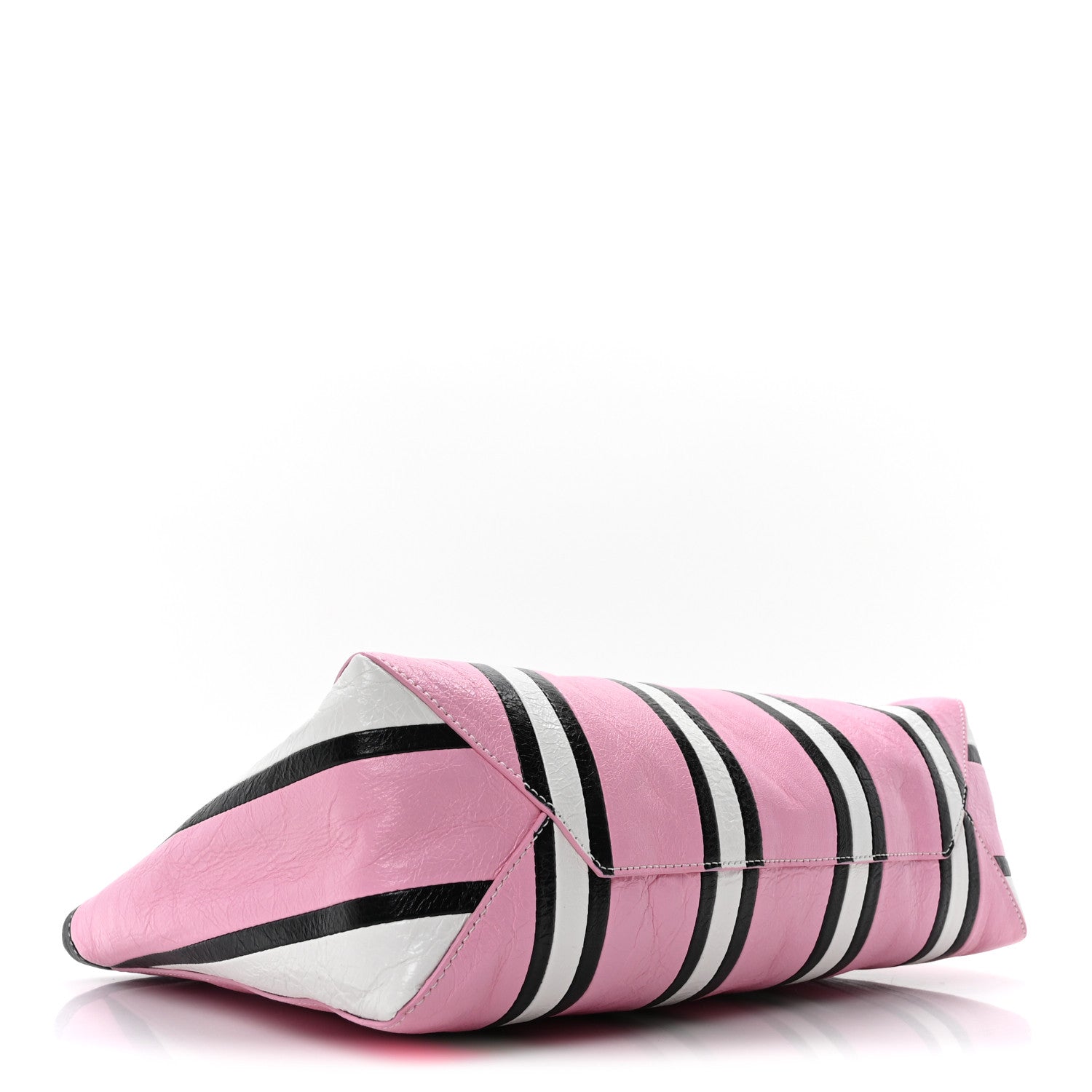 Balenciaga Agneau Arena Striped Large Barbes Z Pouch with Handle Candy Pink Black 4 of 9