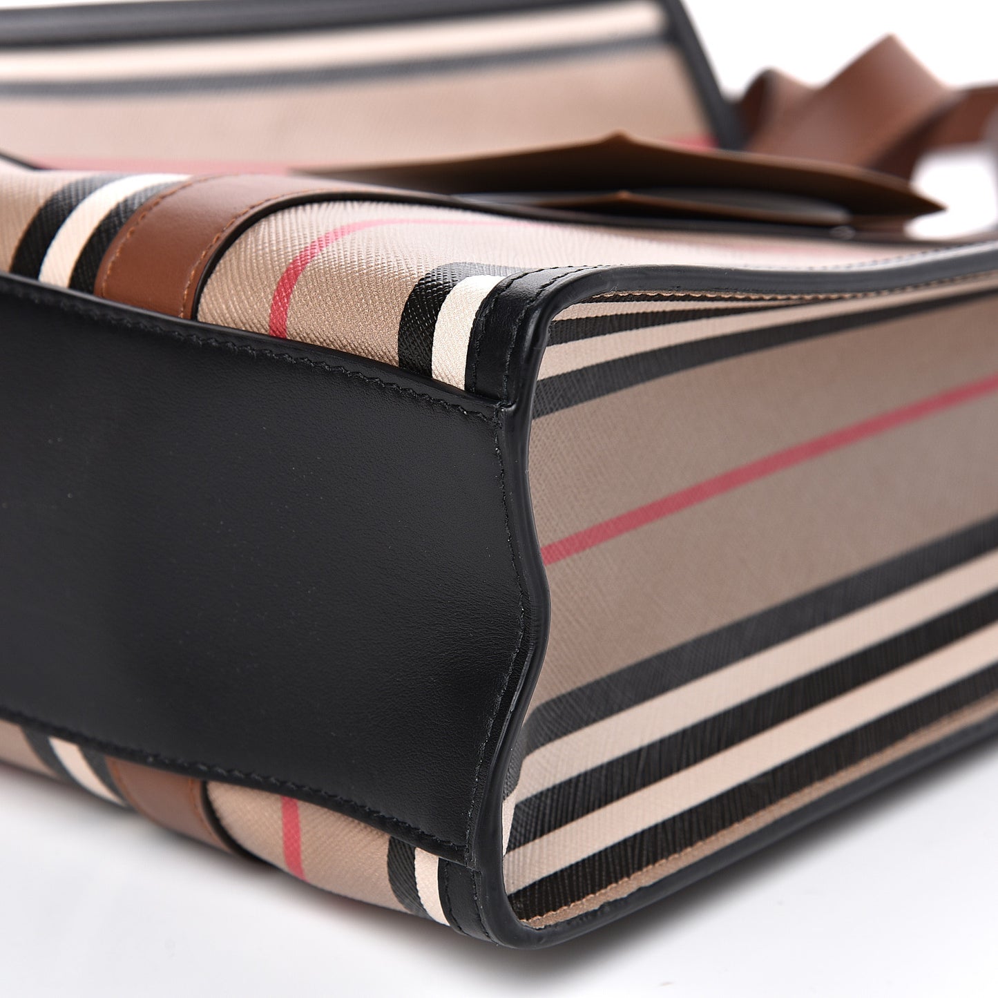 E-Canvas Stripe Small Portrait Tote Bag Brown