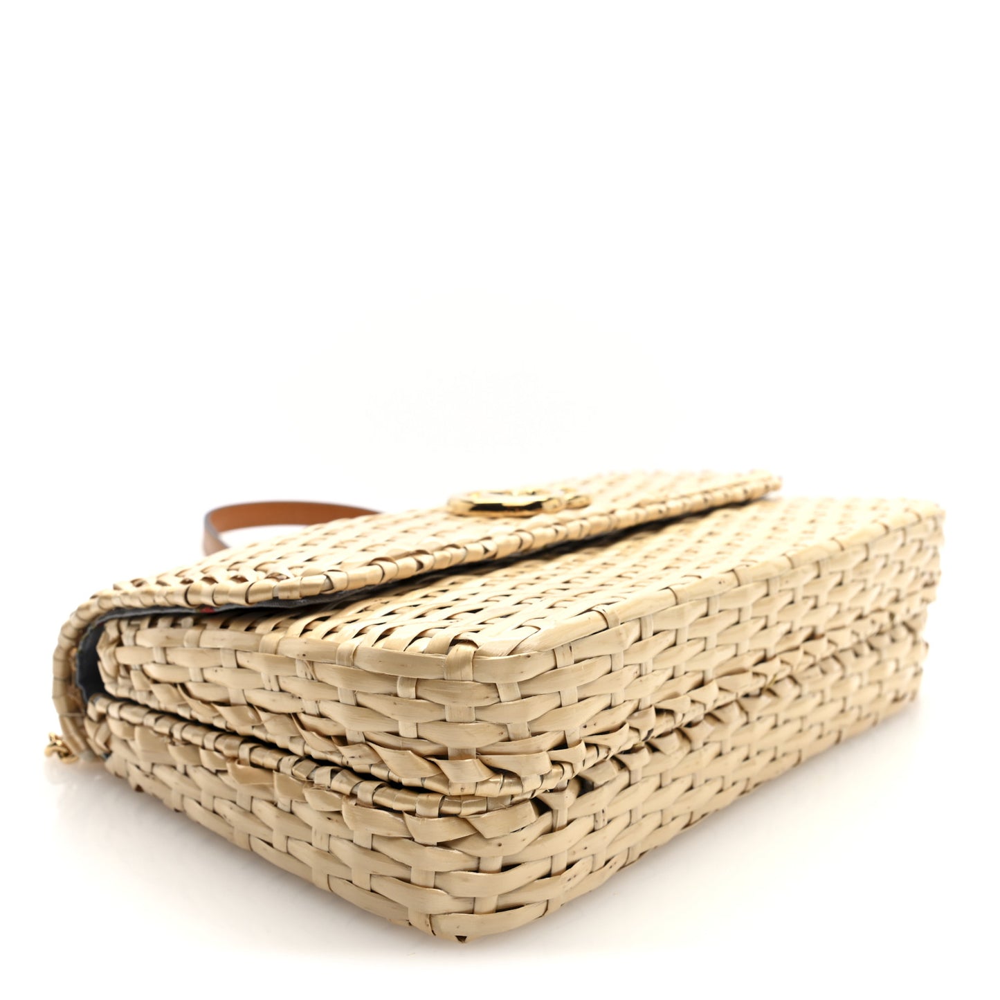 Glazed Wicker Small Cestino Shoulder Bag Natural