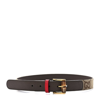 Gucci Jumbo GG Monogram Textured Dollar Calfskin Bamboo 30mm Belt 75 30 Camel Ebony New Acero Pomegranate Red 1 of 4