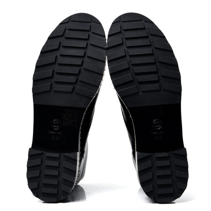 Chanel Crackled Calfskin Velvet Pearl Combat Short Boots 41.5 Black 5 of 6