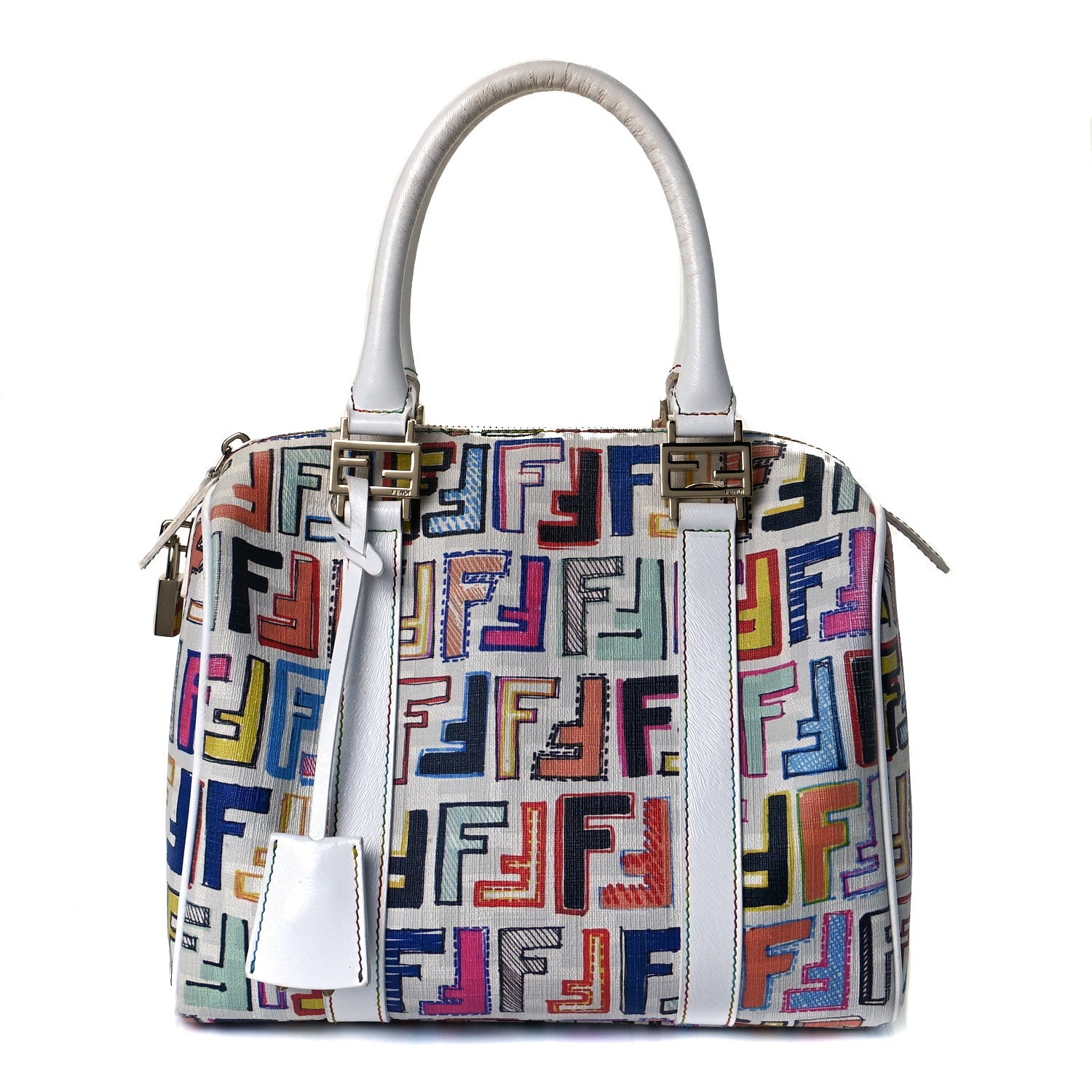 Fendi Zucca Spalmati Vitello FF Multicolor Forever Boston Multicolor White 1 of 8