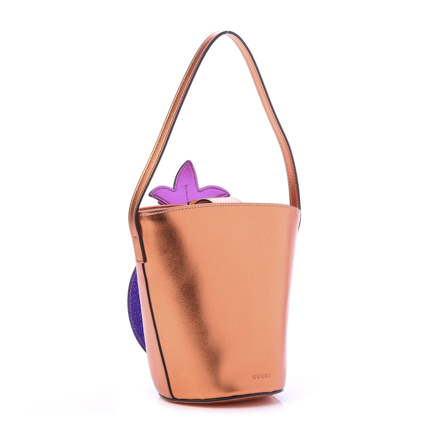 Metallic Calfskin Childrens 3-D Pineapple Tote Purple Multicolor