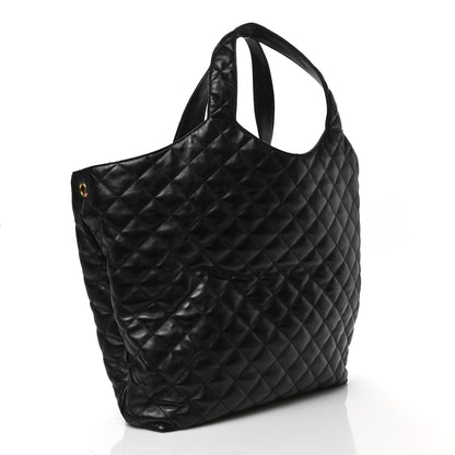 Saint Laurent Lambskin Quilted Maxi Icare Shopping Tote Black 3 of 8