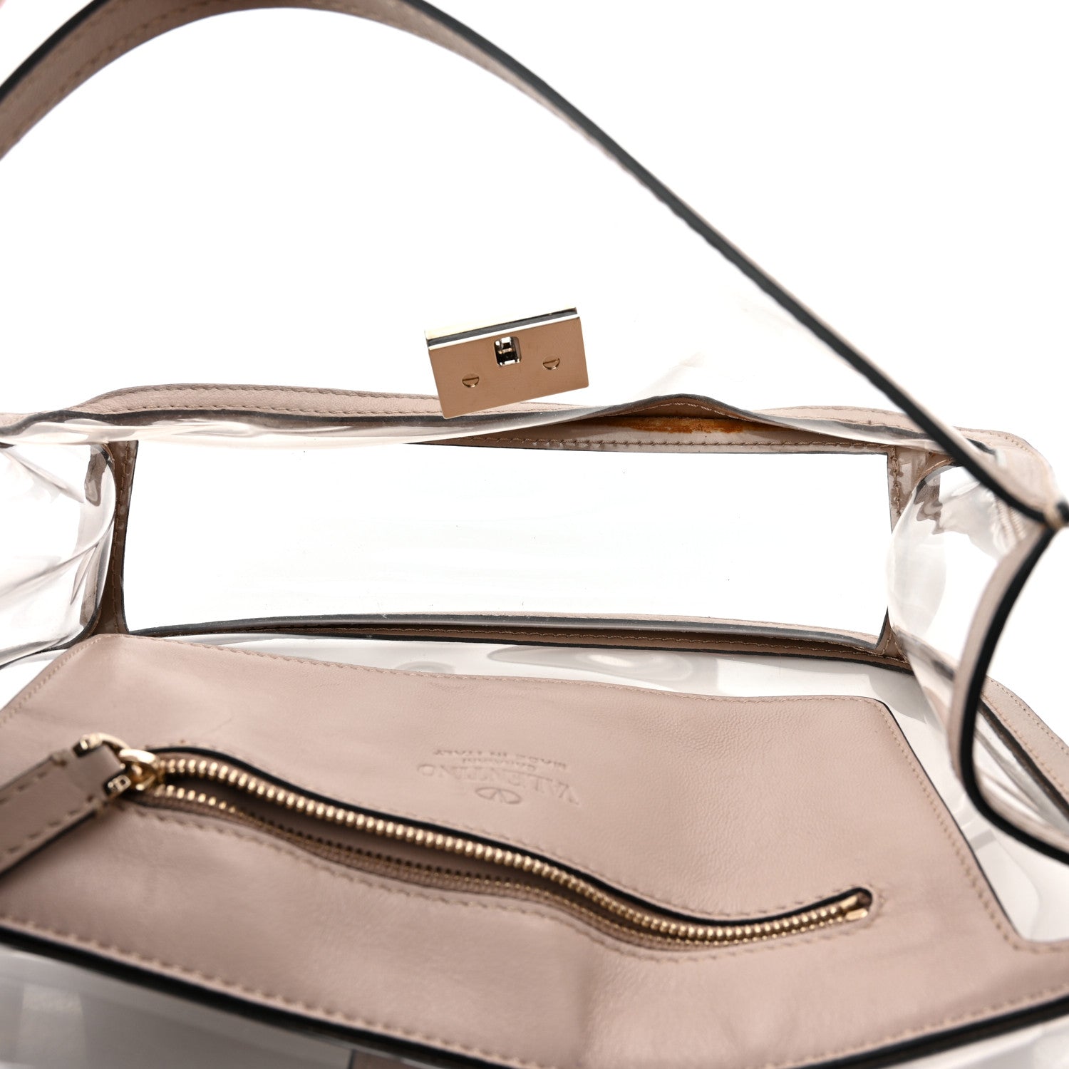 Valentino Garavani PVC Nappa Naked Small Glam Lock Rockstud Flap Poudre 5 of 10