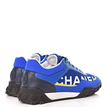 Chanel Calfskin Mesh Lycra Womens Logo Sneakers 39 Royal Blue 4 of 10