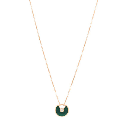Cartier 18K Pink Gold Diamond Malachite XS Amulette de Cartier Pendant Necklace 1 of 4