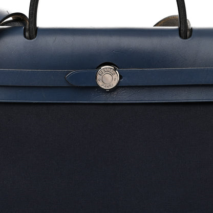 Hermes Toile Vache Calfskin Herbag 30 PM Navy Bleu 7 of 11