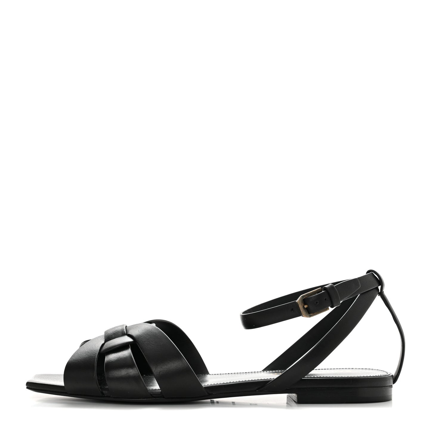 Calfskin Tribute 05 Ankle Strap Flat Sandals 37 Black