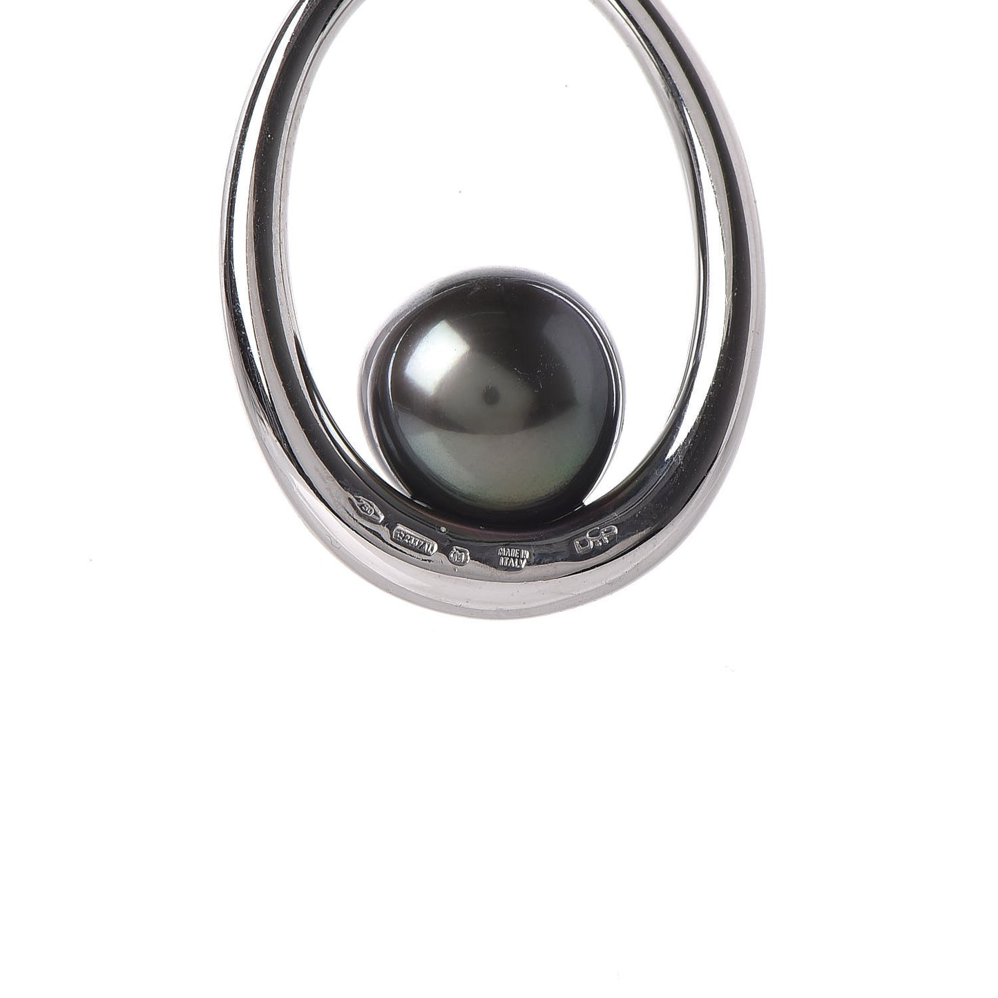 18K White Gold 11.5mm Black South Sea Pearl Pendant Necklace