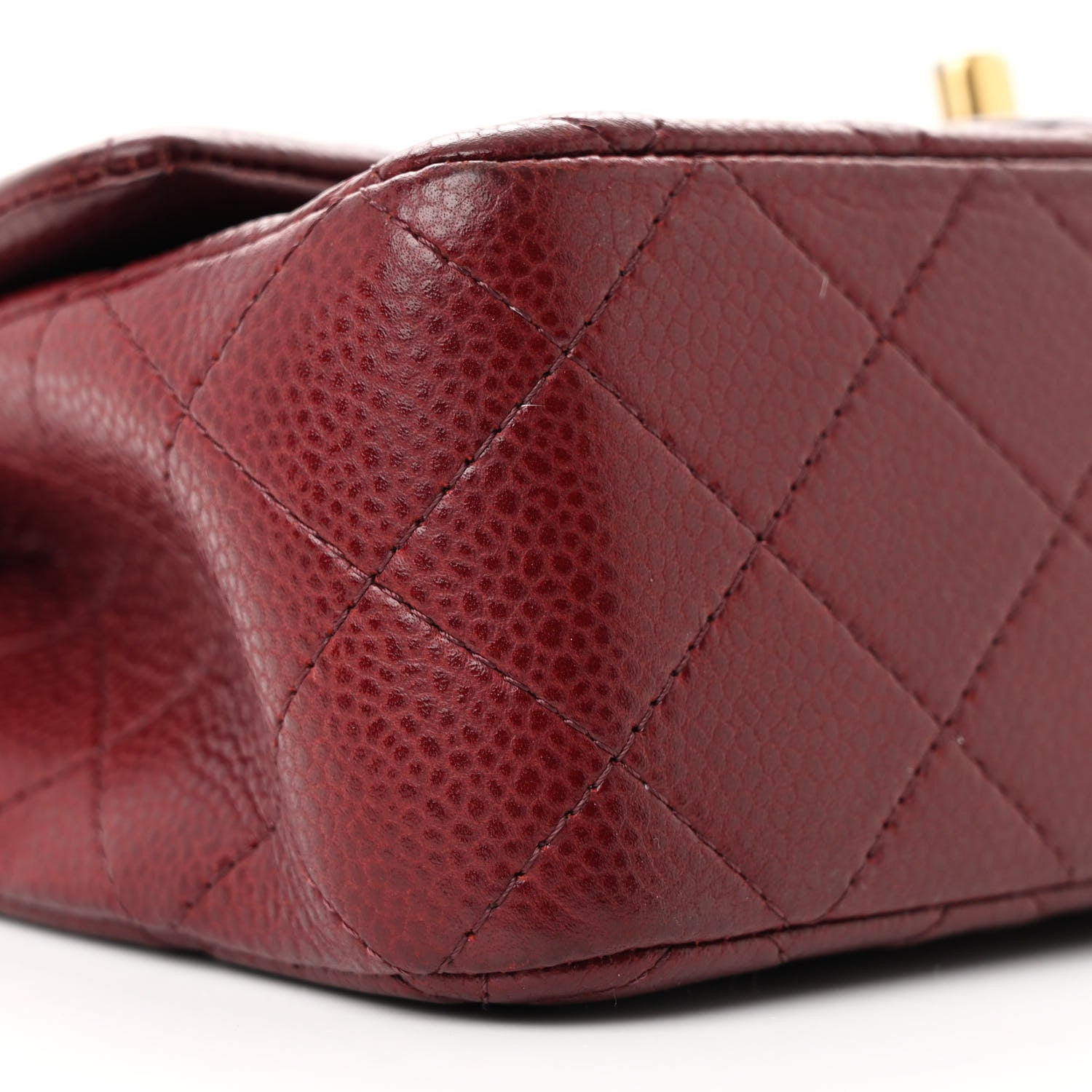 Chanel Caviar Quilted Mini Rectangular Flap Dark Red 9 of 10