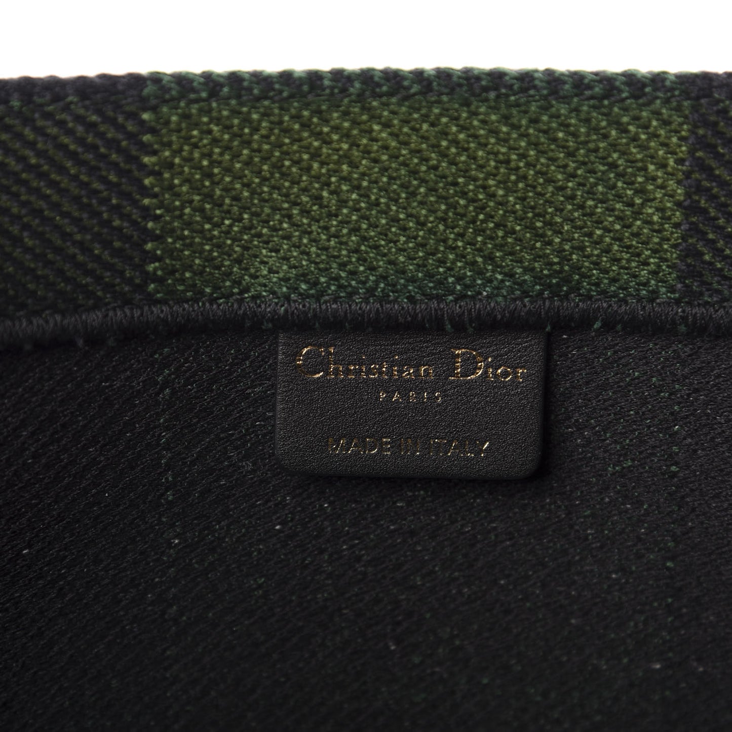 Canvas Embroidered Checkered Book Tote Black Green