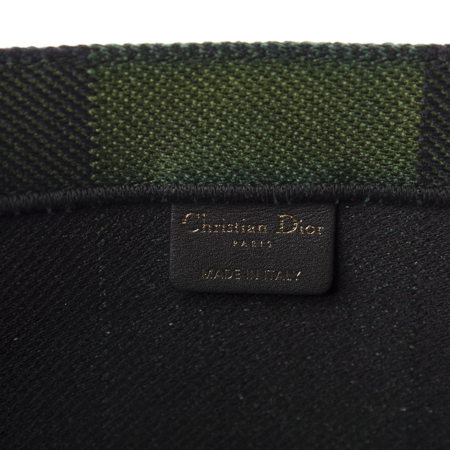 Christian Dior Canvas Embroidered Checkered Book Tote Black Green 8 of 10