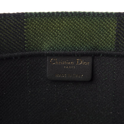 Christian Dior Canvas Embroidered Checkered Book Tote Black Green 8 of 10