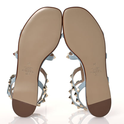 Valentino Garavani Calfskin Rockstud Gladiator Flat Sandals 36 Angel 6 of 11