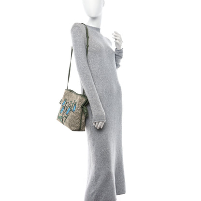 Loewe Jacquard Anagram Calfskin Herbarium Embroidered Flamenco Knot Clutch Avocado Green 2 of 9