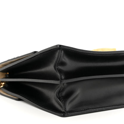Fendi Vitello Liberty Bi-Color FF 1974 Embossed Chain Strap Kan U Shoulder Bag Black Maya 9 of 10