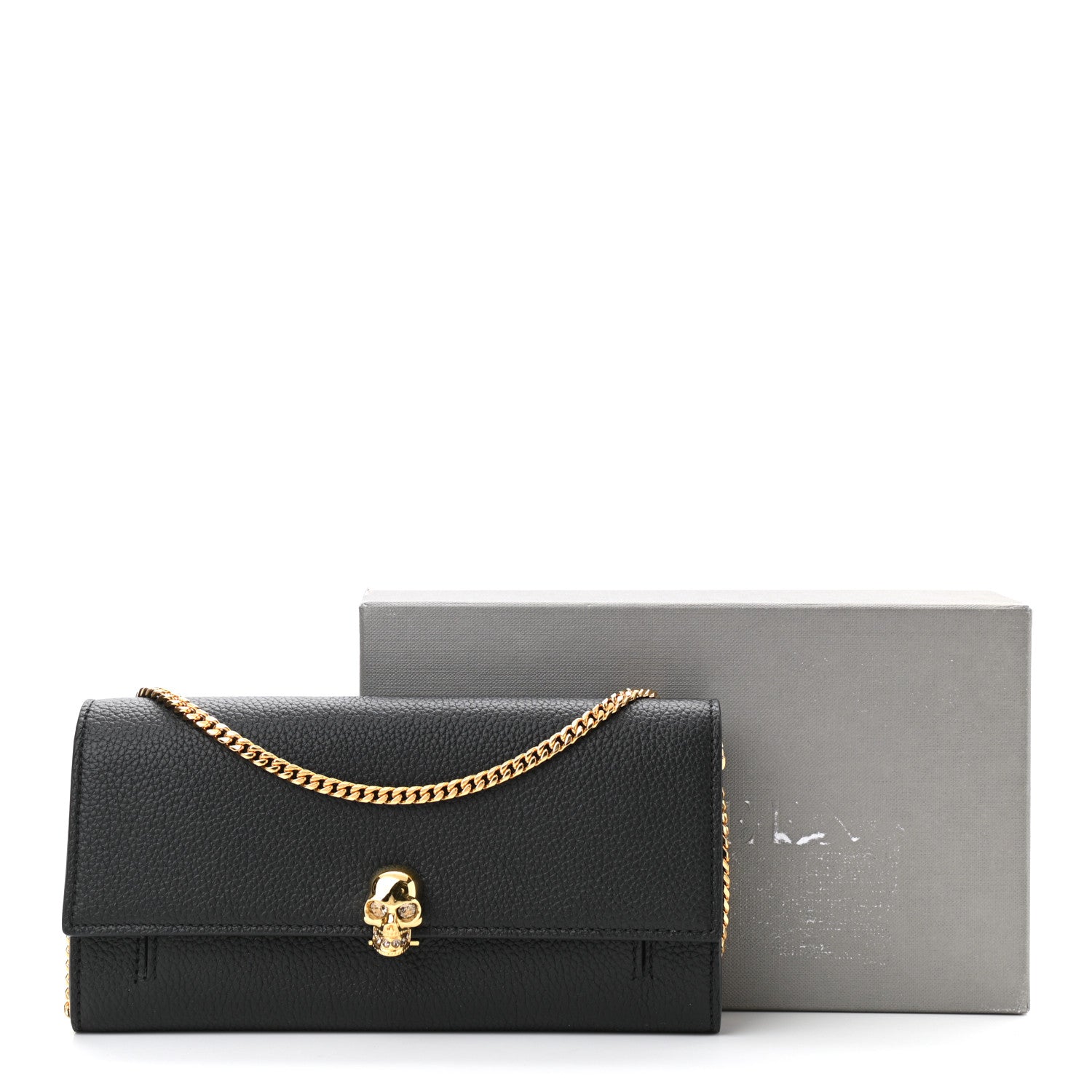 Alexander McQueen Pebbled Calfskin Skull Wallet on Chain Black 11 of 11