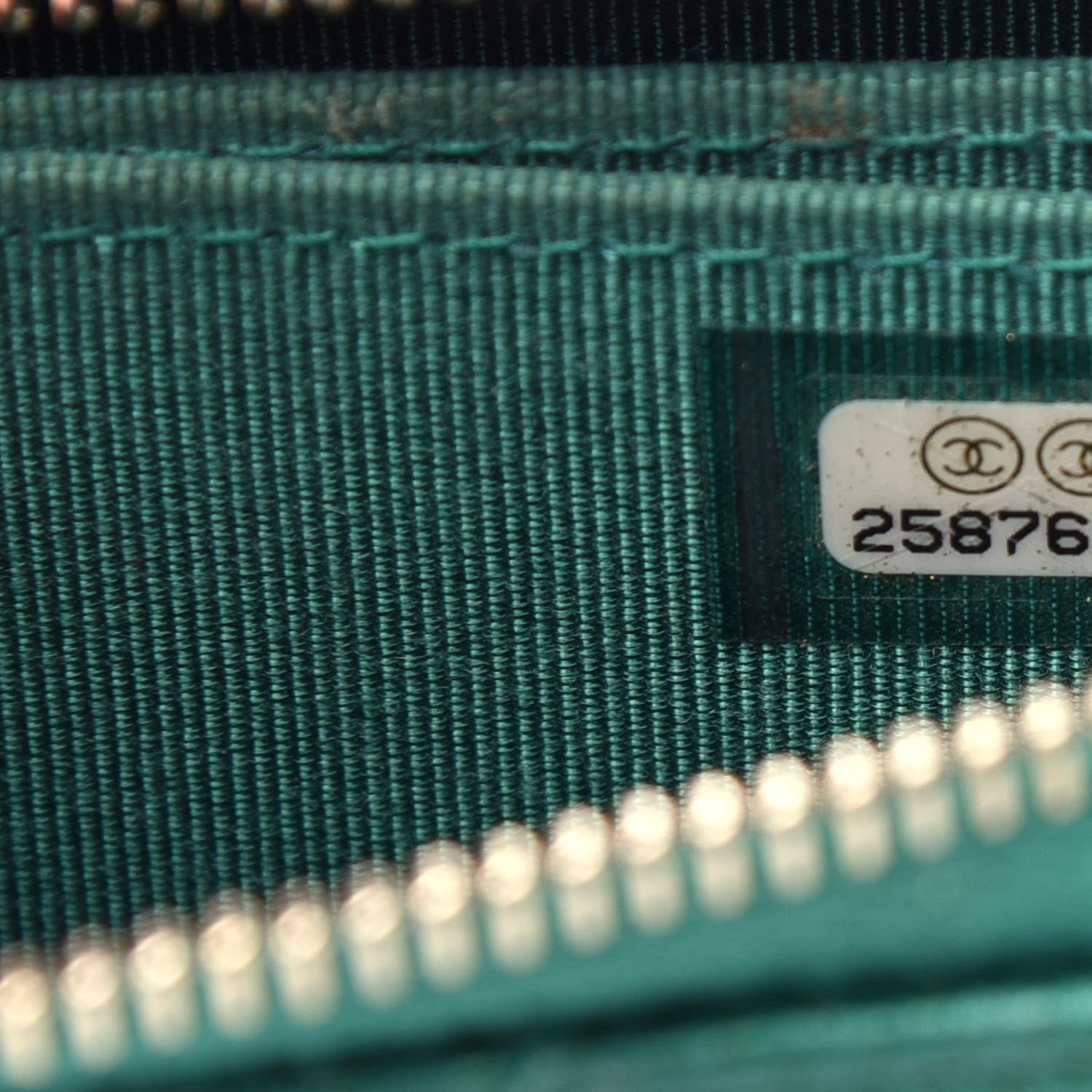 Chanel Metallic Caviar Quilted Zip Coin Purse Green 7 of 7