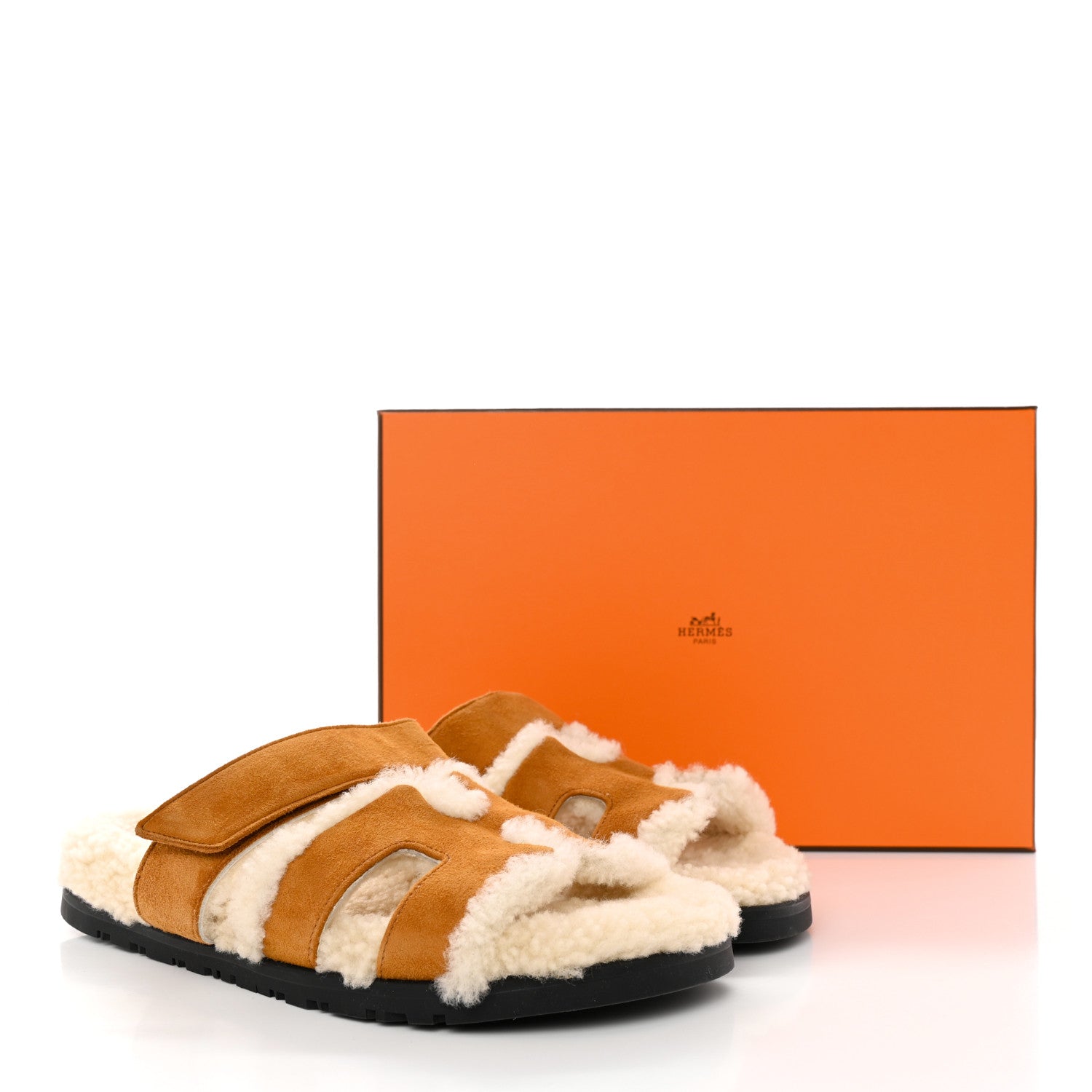 Hermes Suede Goatskin Woolskin Womens Chypre Sandals 36.5 Naturel Ecru 8 of 8