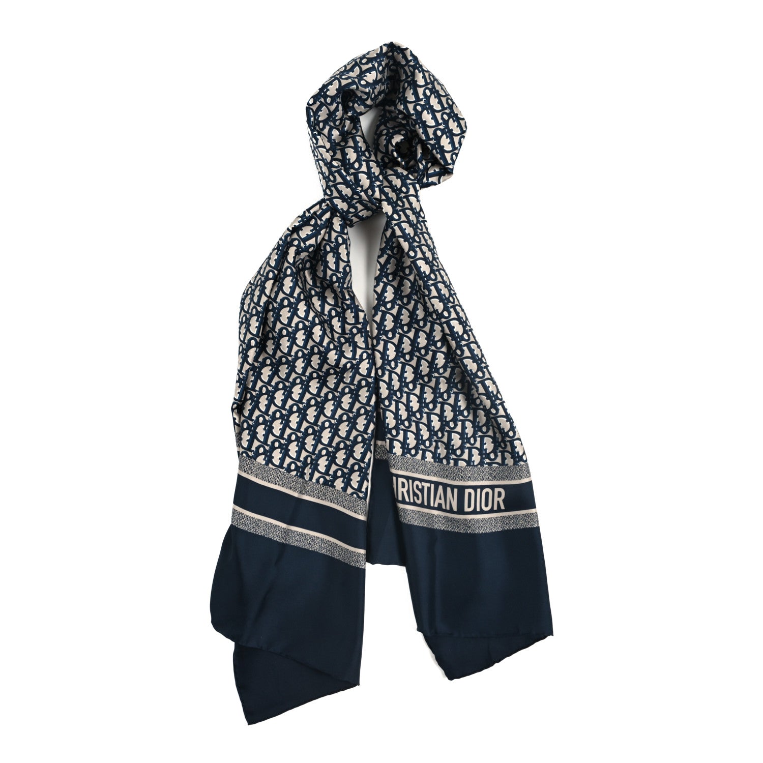 Christian Dior Silk Oblique Scarf Blue 1 of 4