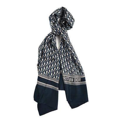 Christian Dior Silk Oblique Scarf Blue 1 of 4