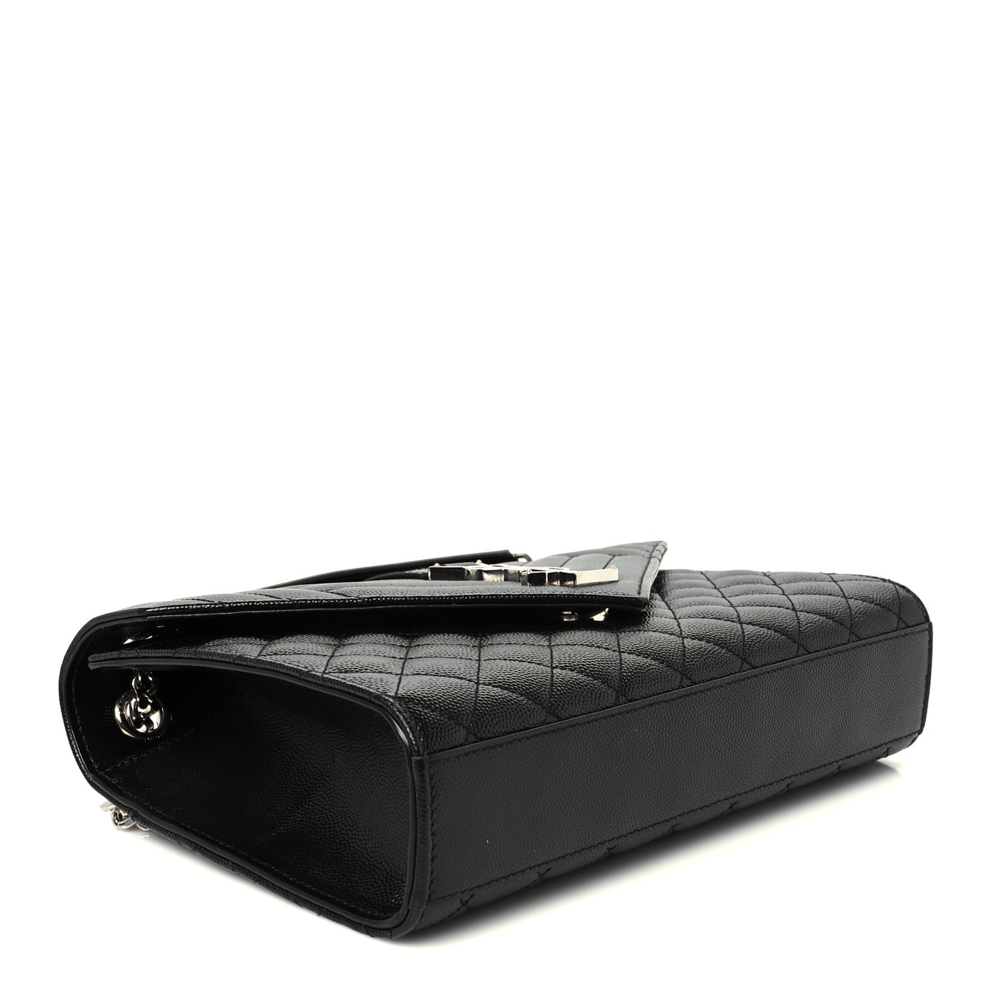 Grain De Poudre Textured Mixed Matelasse Triquilt Medium Monogram Satchel Black