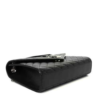 Saint Laurent Grain De Poudre Textured Mixed Matelasse Triquilt Medium Monogram Satchel Black 4 of 11
