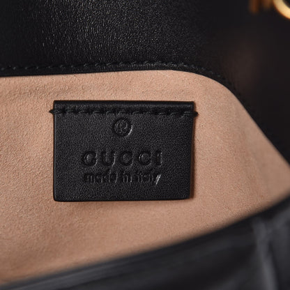 Gucci Calfskin Matelasse Super Mini GG Marmont Shoulder Bag Black 6 of 9