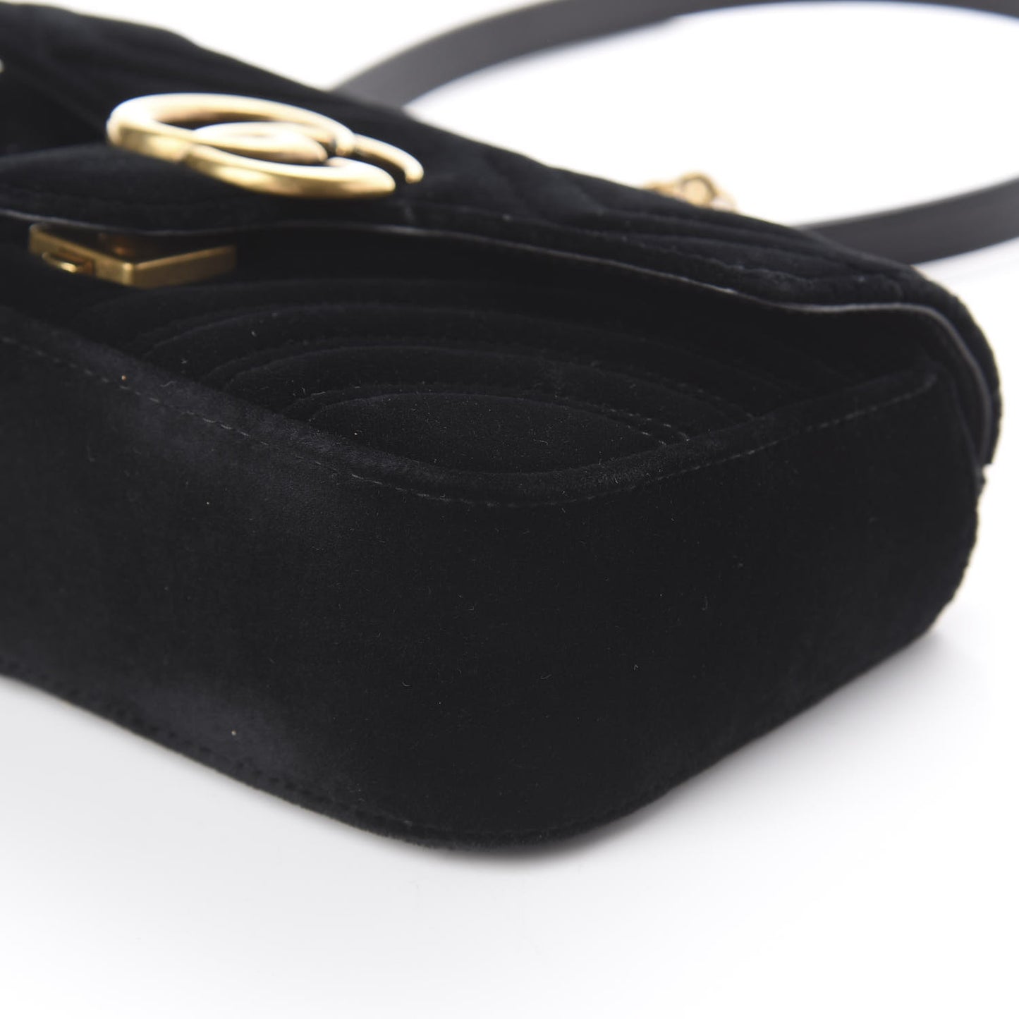 Velvet Matelasse Mini GG Marmont Shoulder Bag Black