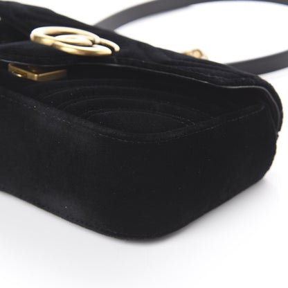 Gucci Velvet Matelasse Mini GG Marmont Shoulder Bag Black 6 of 7