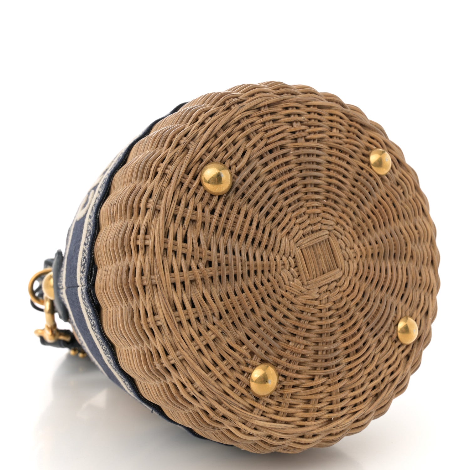 Christian Dior Wicker Oblique Drawstring Bucket Bag Blue 4 of 11