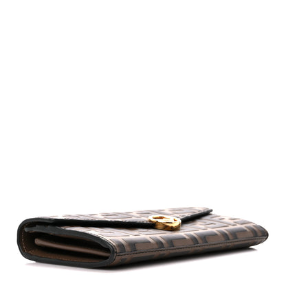Fendi Vitello Soft F is Fendi Bi-Color FF 1974 Embossed Continental Envelope Wallet Maya Black 4 of 13