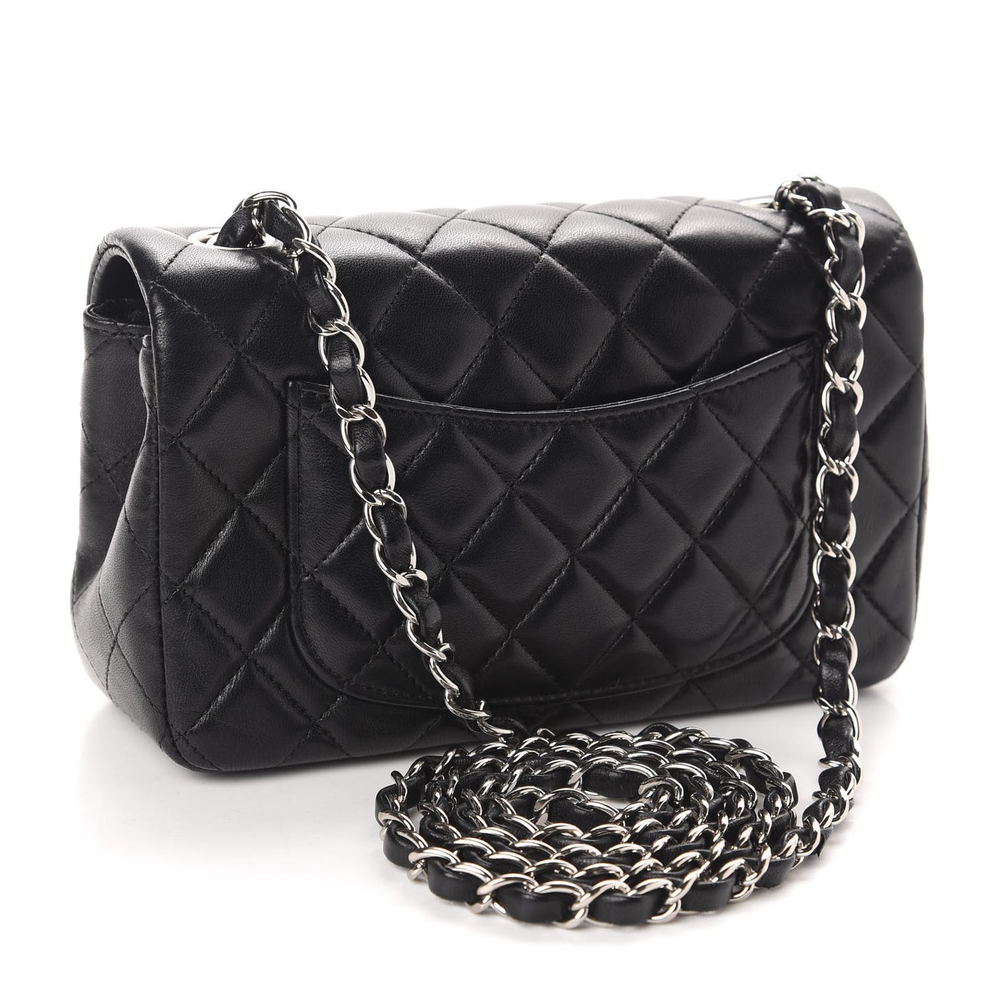 Lambskin Quilted Mini Rectangular Flap Black