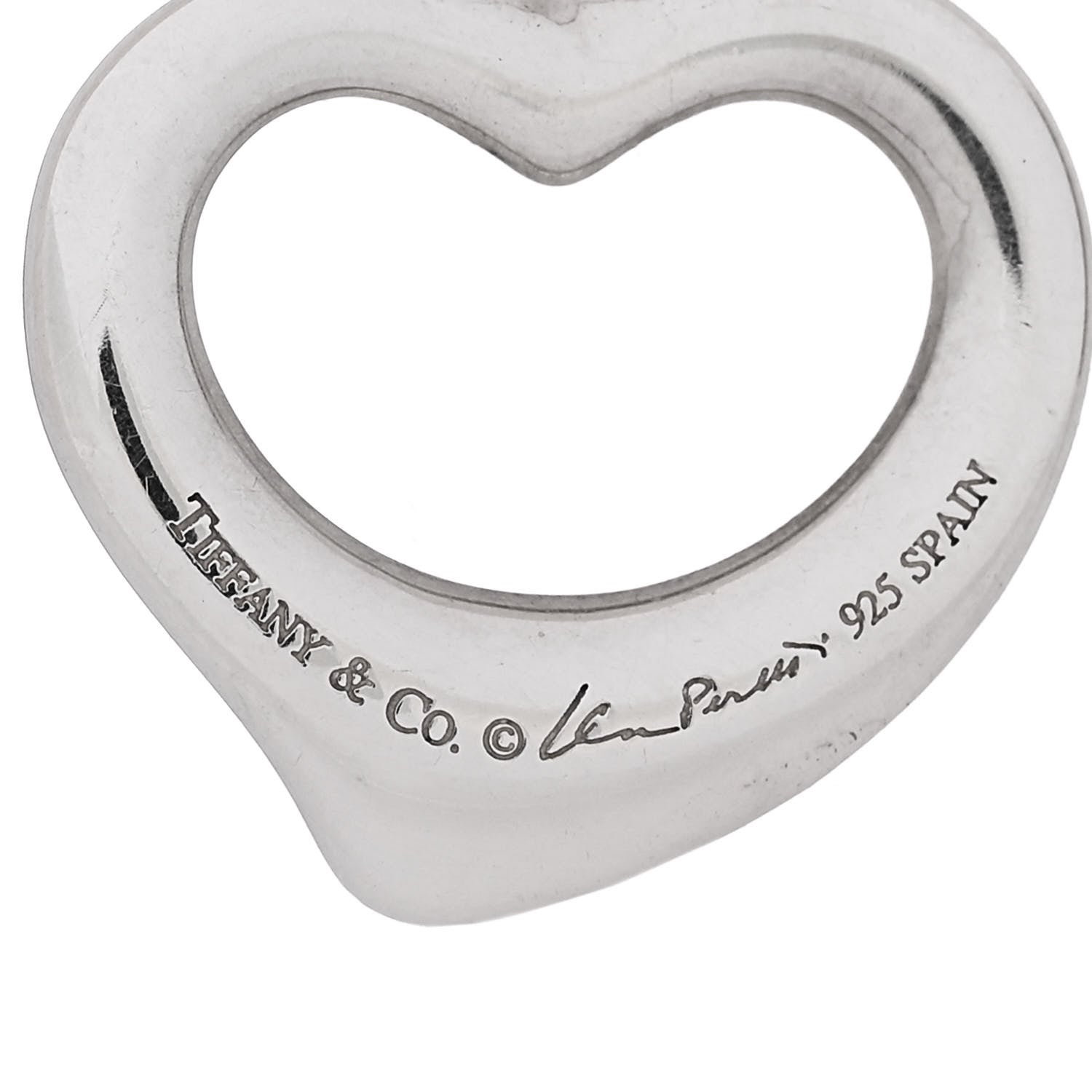 Tiffany Sterling Silver 16mm Elsa Peretti Open Heart Pendant 4 of 4