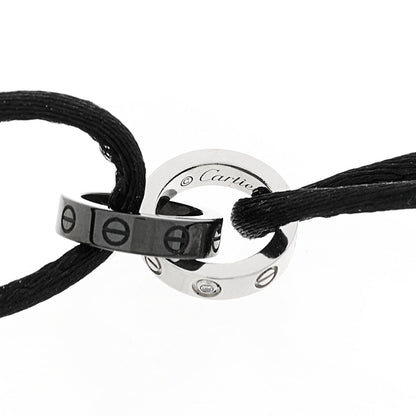 Cartier 18K White Gold Ceramic 4 Diamond LOVE Cord Bracelet Black 3 of 5