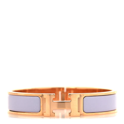 Hermes Enamel Narrow Clic Clac H Bracelet PM Rose Dragee 1 of 5