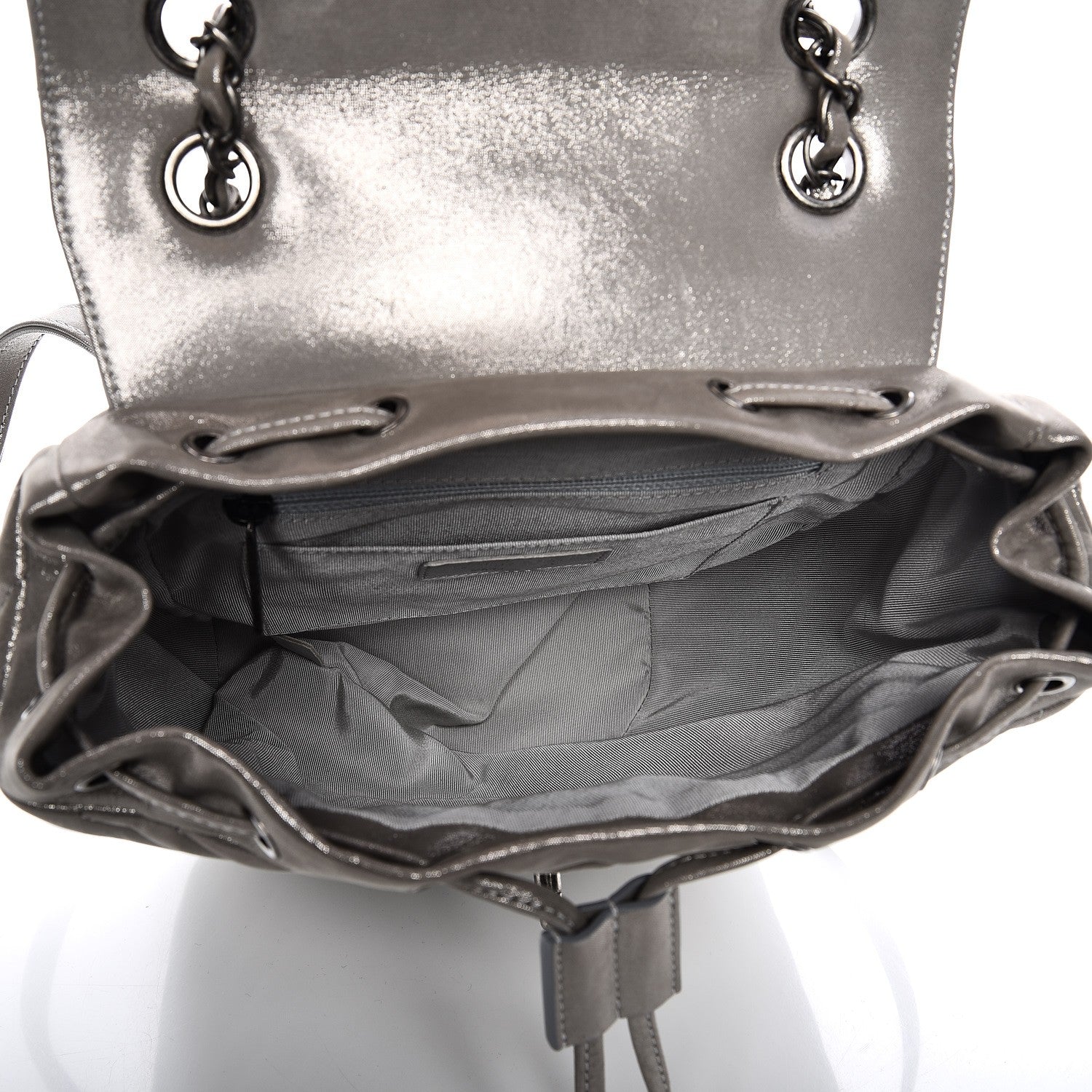 Chanel Metallic Calfskin Chevron Quilted Small Urban Spirit Backpack Silver 5 of 7