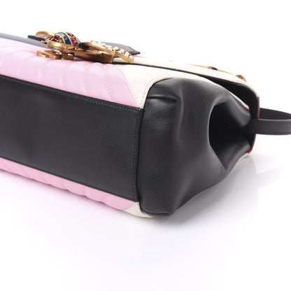 Gucci Calfskin Bamboo Trapuntata Queen Margaret Top Handle Bag Blue Agata Hibiscus Red Mystic White Sugar Pink 6 of 10
