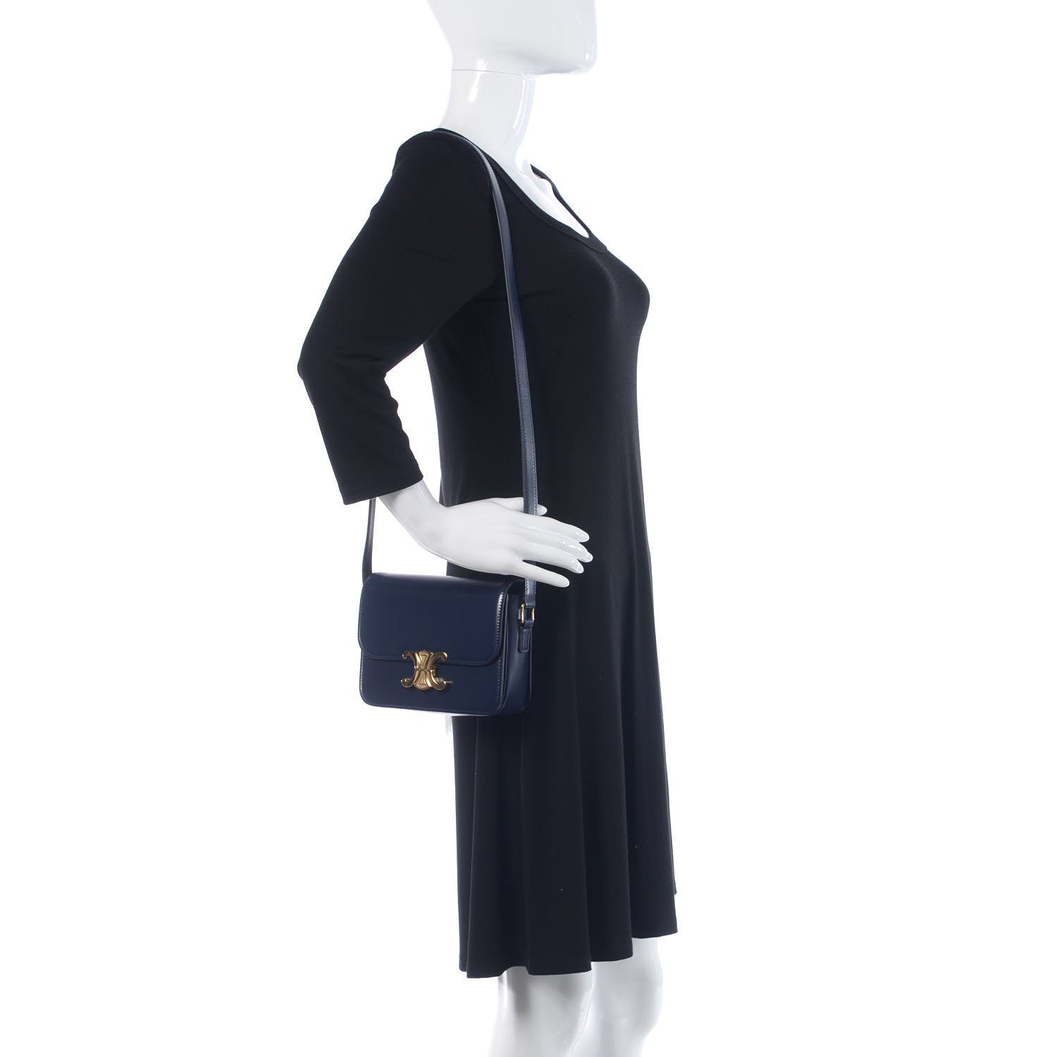 Celine Shiny Calfskin Teen Triomphe Dark Blue 2 of 9