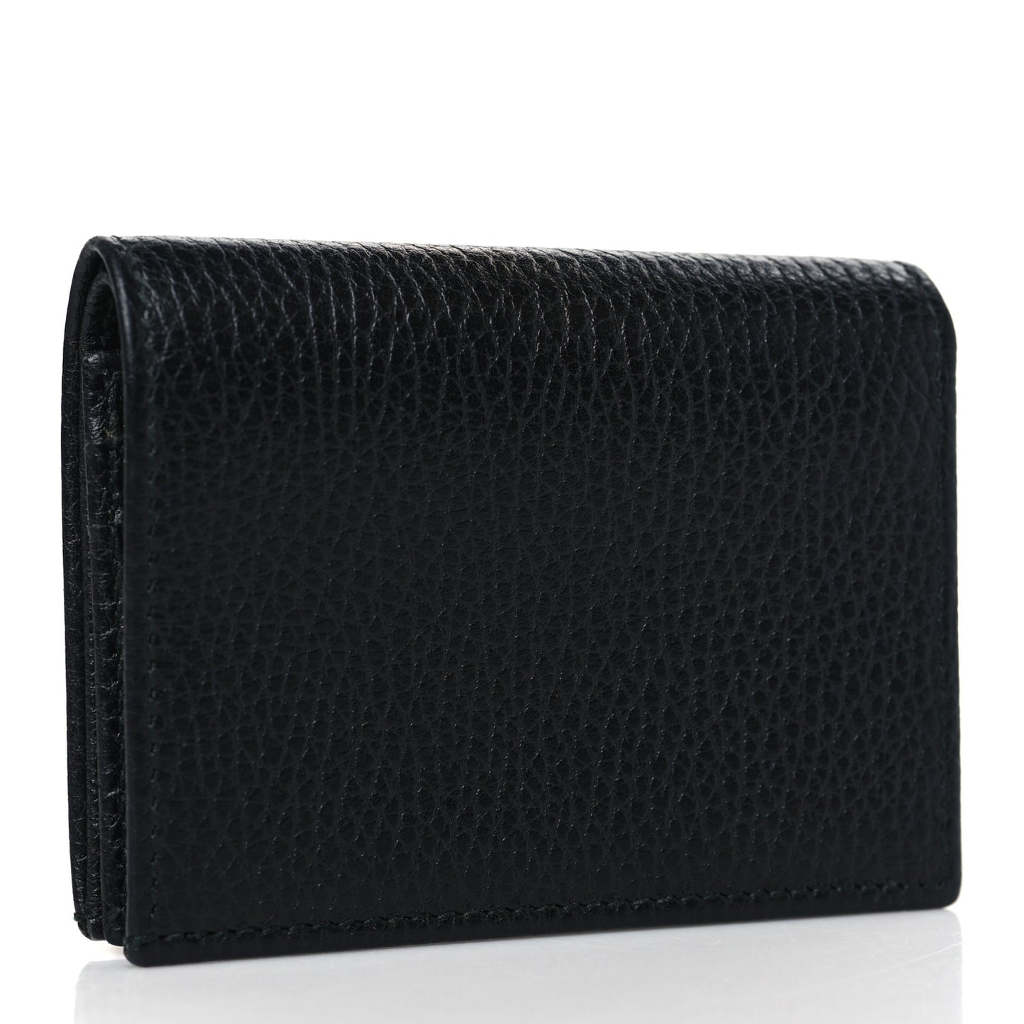 Pebbled Calfskin Butterfly Card Case Black