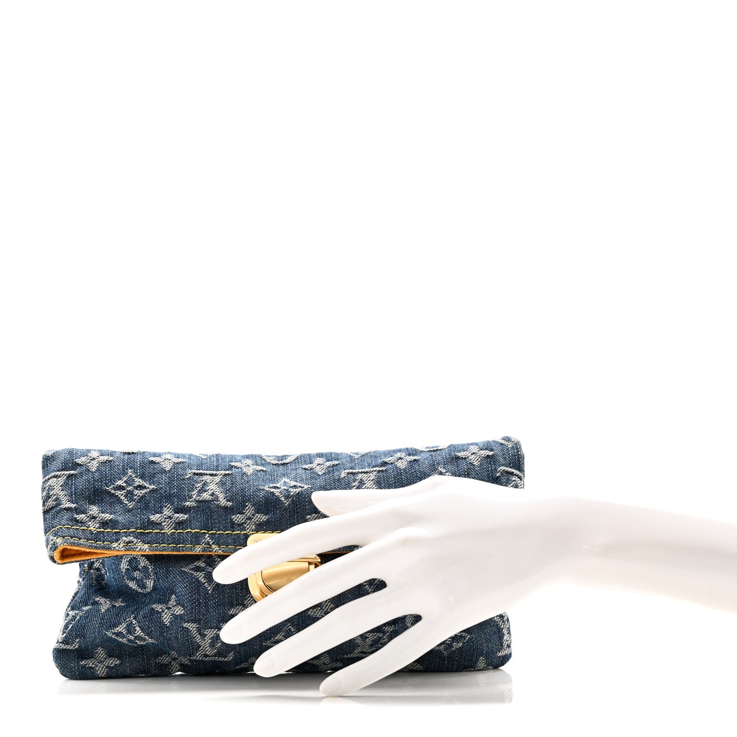 Monogram Denim Pochette Plat Clutch Blue