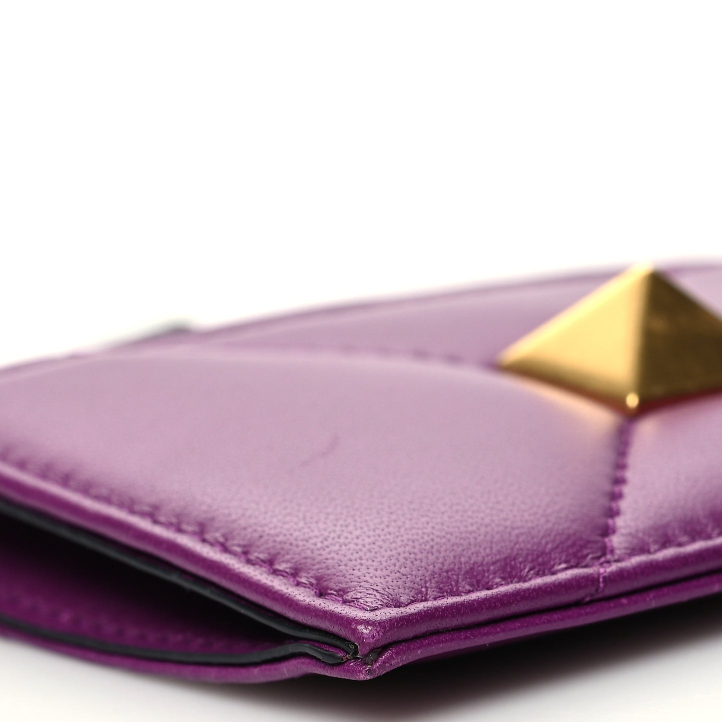 Nappa Roman Stud Zip Card Holder Prune