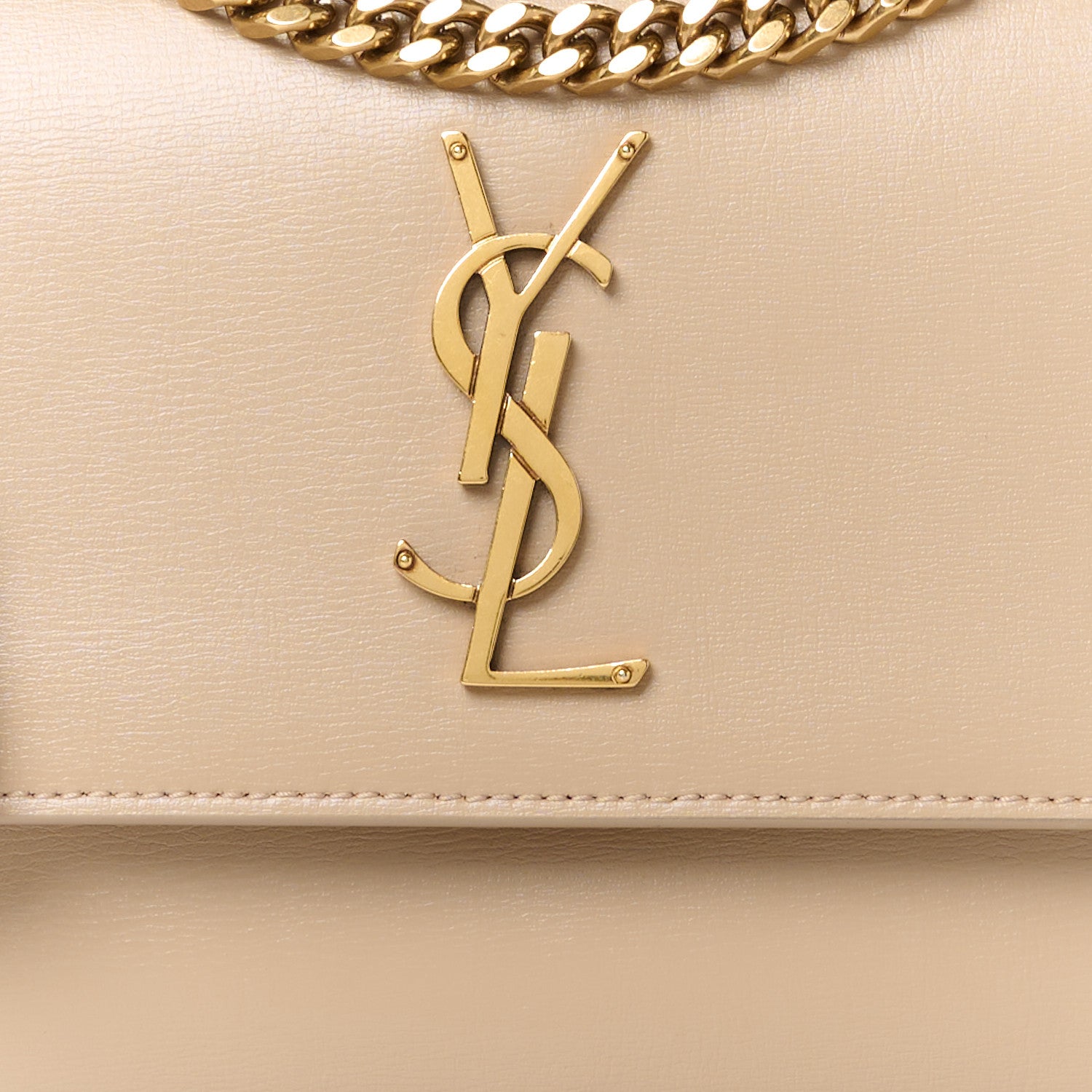 Saint Laurent Calfskin Medium Monogram Sunset Dark Beige 10 of 13