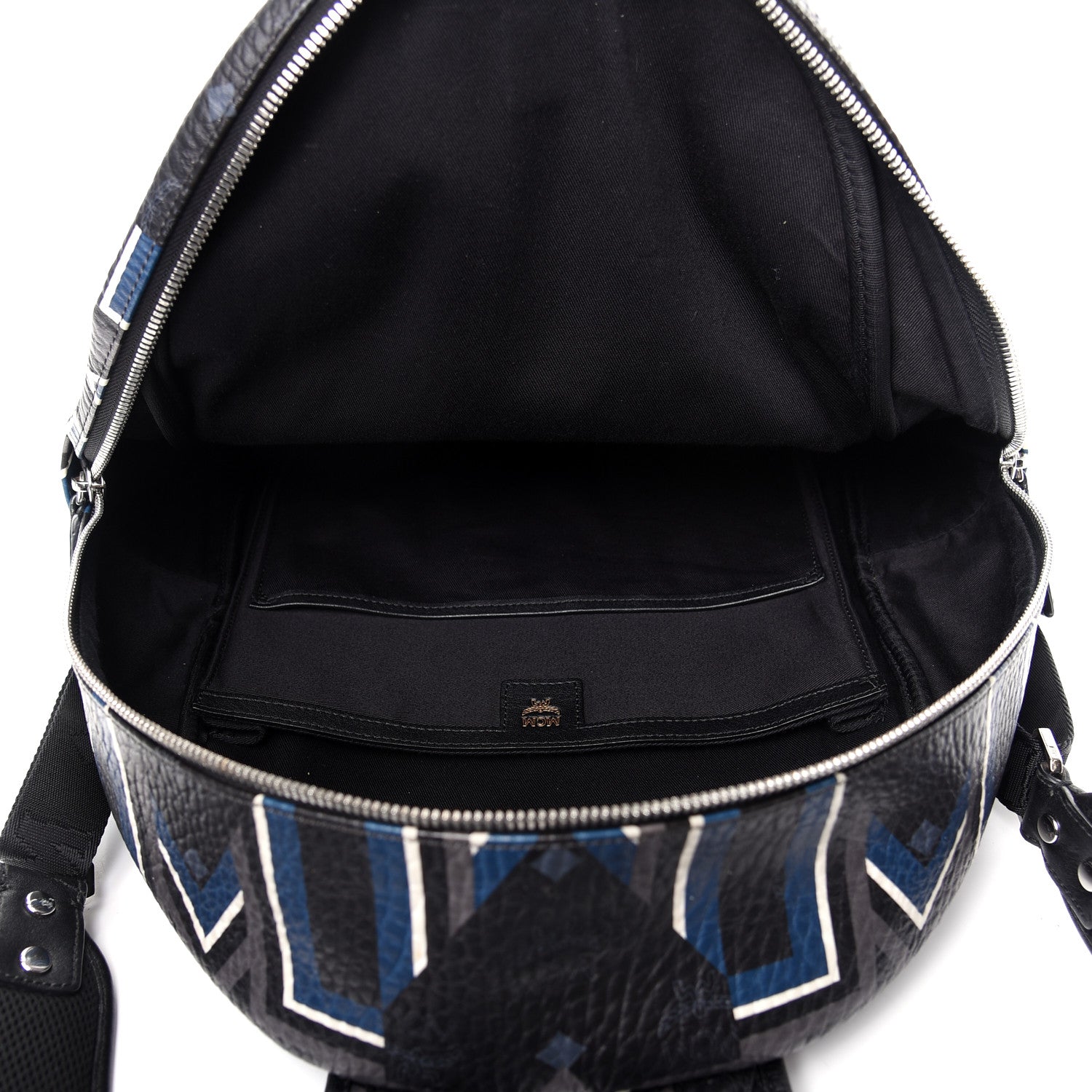 MCM Visetos Gunta Striped Printed Medium Stark Backpack Black 4 of 12
