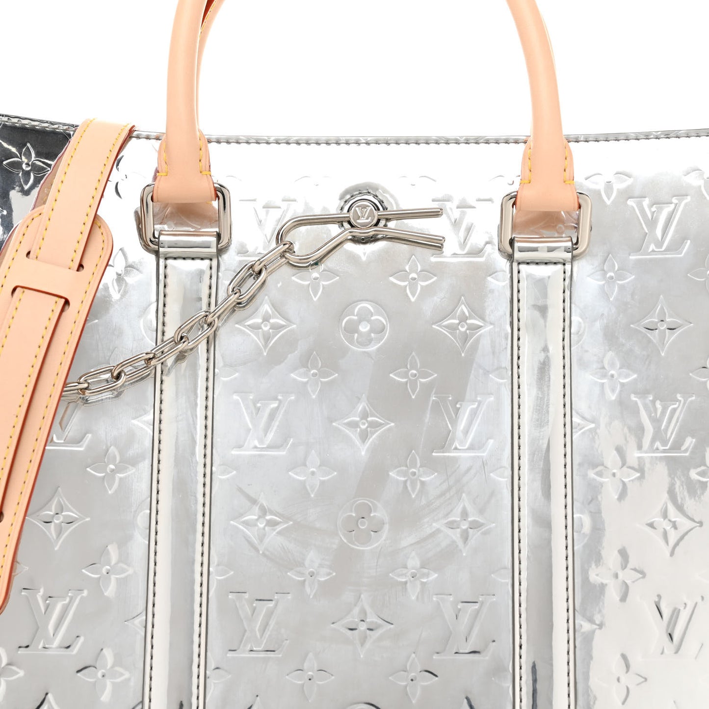Monogram Mirror Sac Plat NM Silver